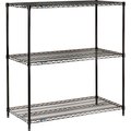 Nexel Black Epoxy, 3 Tier, Wire Shelving Starter Unit, 30W x 24D x 34H 24303B3